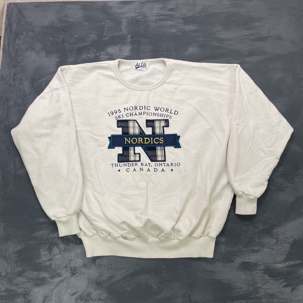Vintage Nordics Thunder Bay ontario sweatshirt mens 2XL White 1990s SKI champ